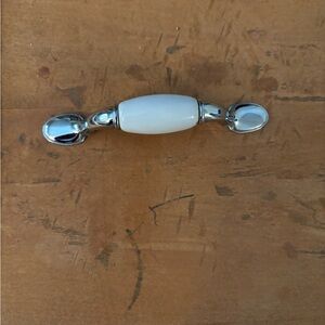 Set of 3 nickel & white drawer handles